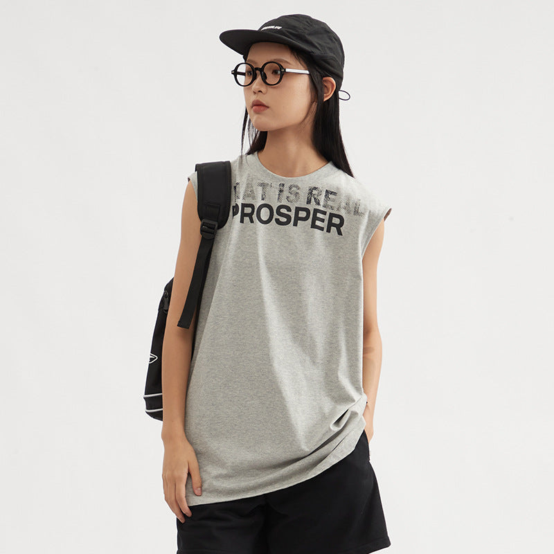 Letter Print Sleeveless Women's Loose Vest Casual