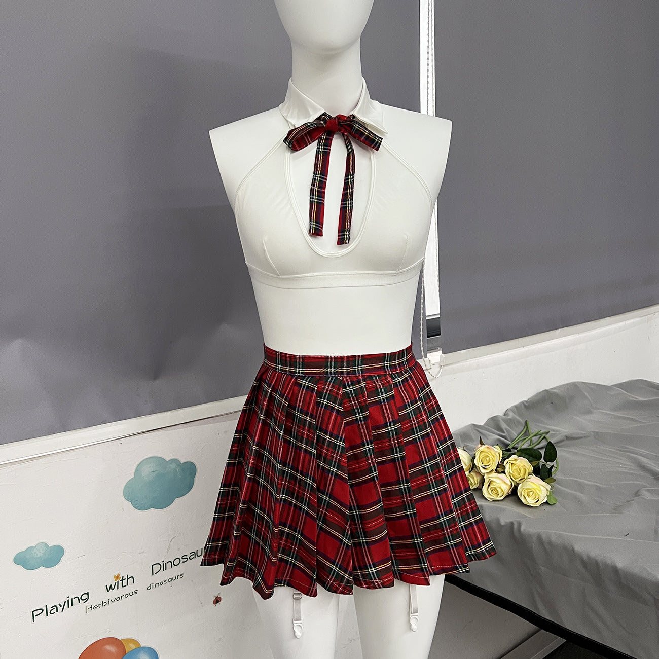 Naughty Transparent Dress Mesh Underwear Women's School Uniform Cute