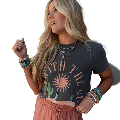 Retro Loose Three-quarter Sleeve Top