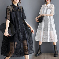 Niche Hollow Out Design Pocket Shirt Dress
