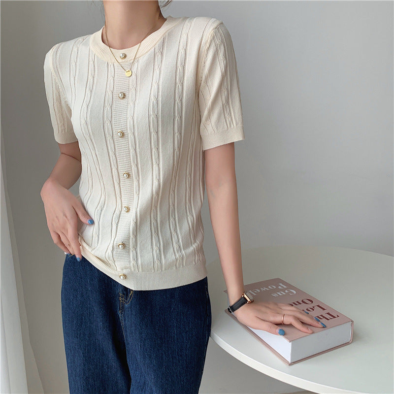 Slim-fit Base Ice Silk Short-sleeved T-shirt Pin Top