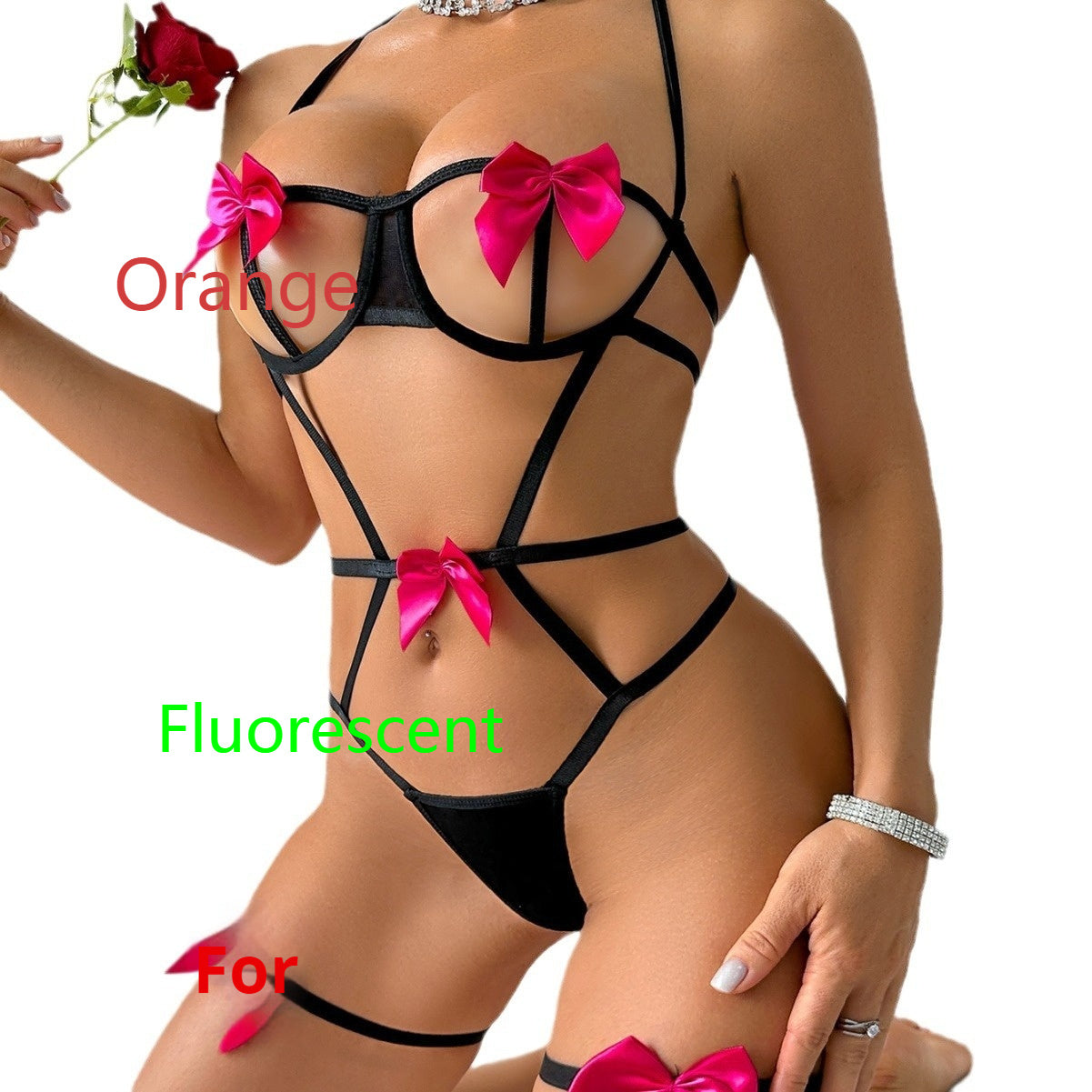 Lace Halter Stitching Bowknot Underwear Suit