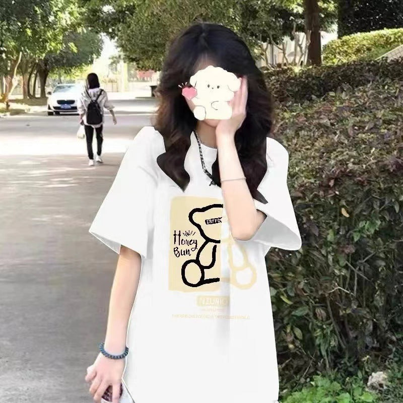 Bear Cotton Short Sleeve Loose Casual