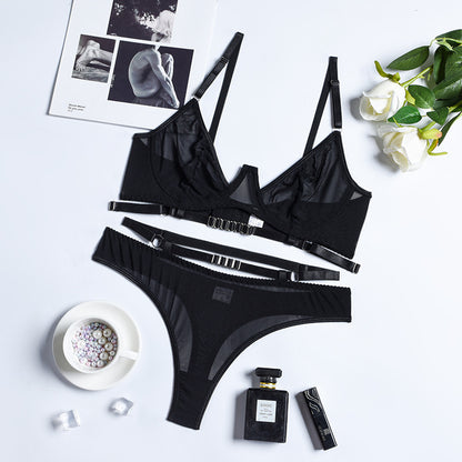 European And American New Fashion Mesh Gather Underwear Set