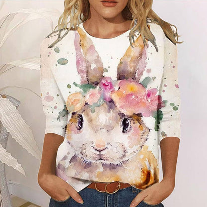 Women's Simple Printed Loose Casual Short Sleeve