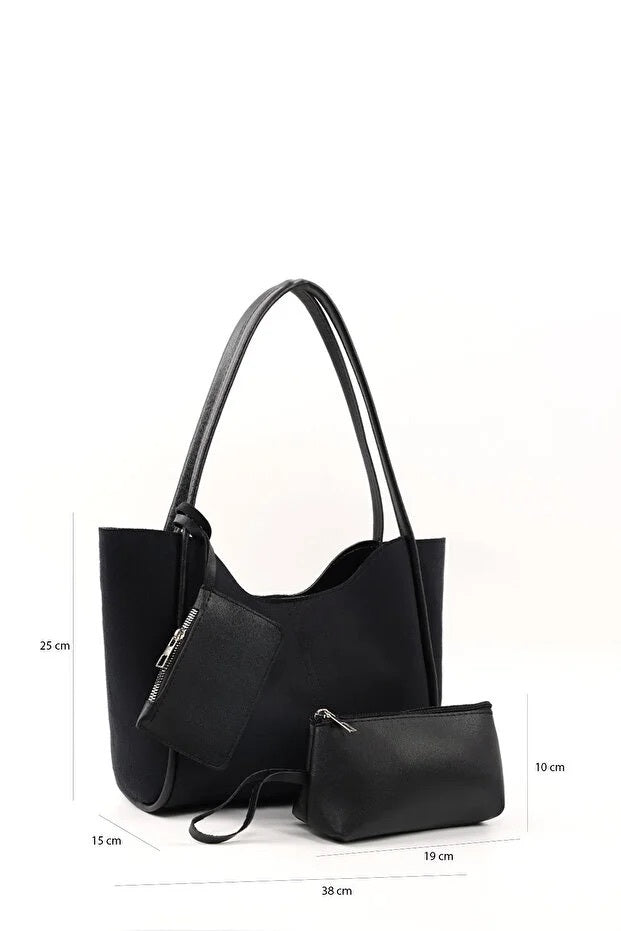 Black Suede Hand And Shoulder Bag