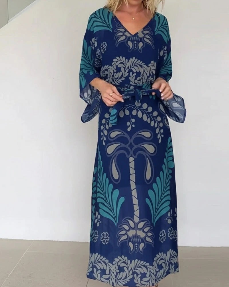 Lace-up Ethnic Bohemian Chiffon Dress