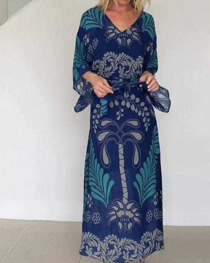 Lace-up Ethnic Bohemian Chiffon Dress