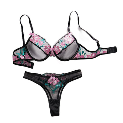 Mesh Contrast Color Underwear Two-piece
