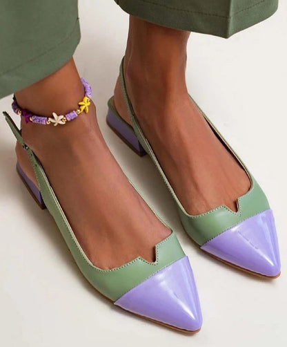 Women's Shoes Pointed Toe Flat Bottom Pumps Color Matching Large Size Low Heel