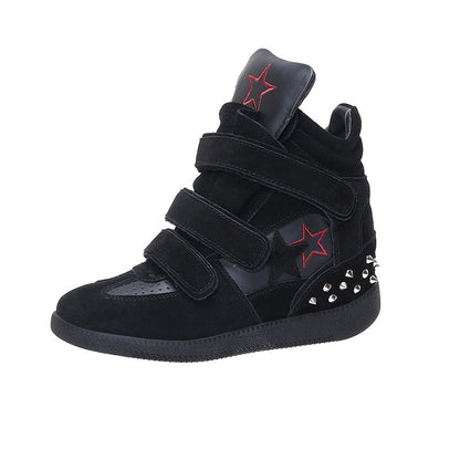 Womens Hidden-Heel, Thick-Soled Casual High-Top Shoes