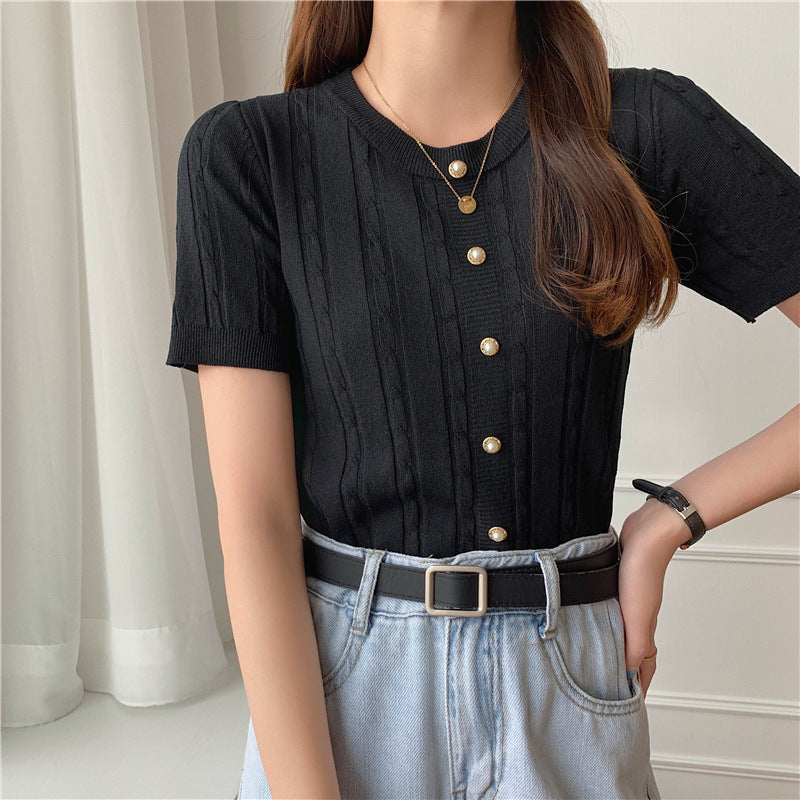 Slim-fit Base Ice Silk Short-sleeved T-shirt Pin Top