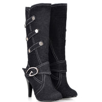 Cloth stiletto high heel high boots