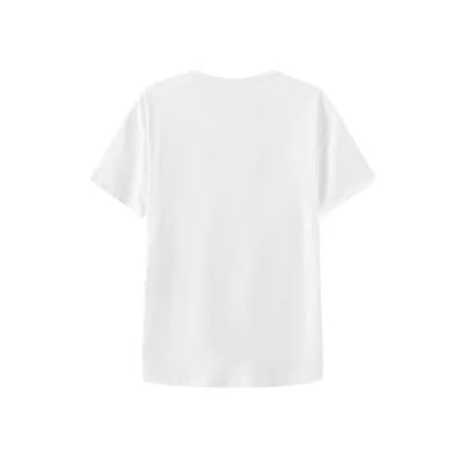 Letter Pattern Loose Casual Print Drop Shoulder Short Sleeve