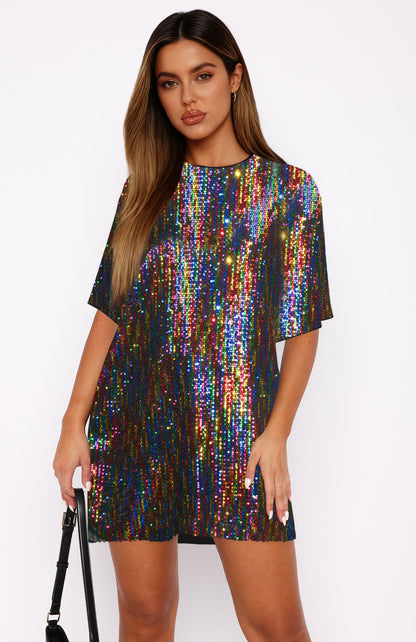 V Neck Sequin Skirt Set A Loose Elegant And Refined Dress