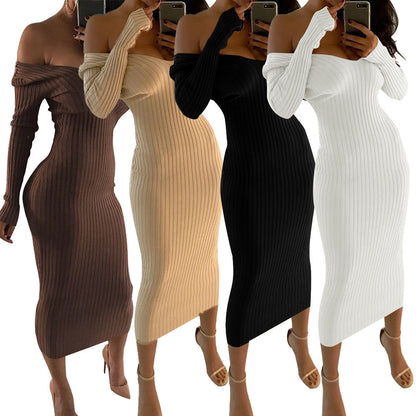 Sexy Off-shoulder Long Dress For European And American Nightclubs