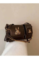 Brown Baguette Shoulder Handbag