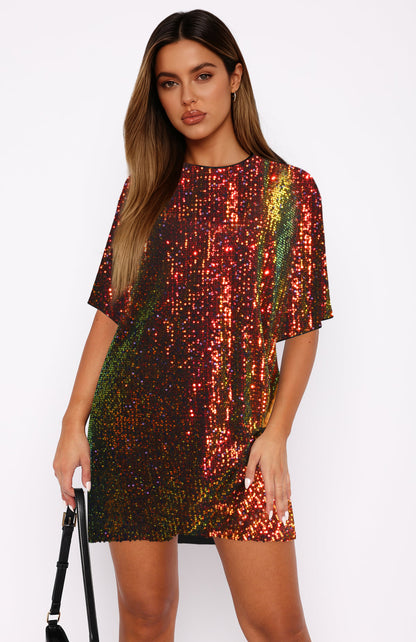 V Neck Sequin Skirt Set A Loose Elegant And Refined Dress