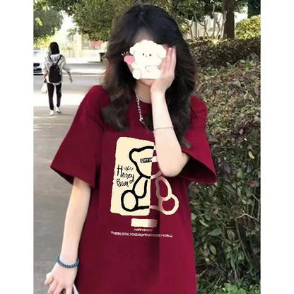 Bear Cotton Short Sleeve Loose Casual
