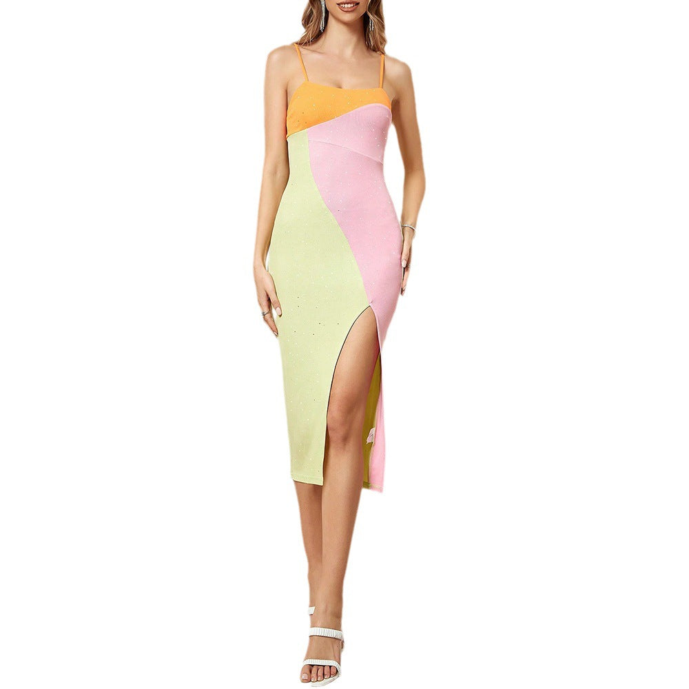 Womens Sexy Elegant Dress With A Slit And Open Back