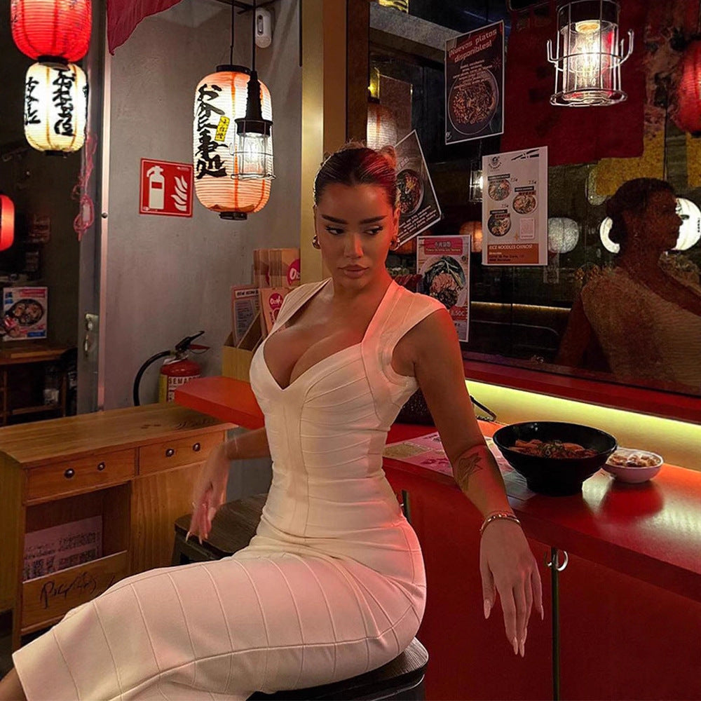 Cutout Deep-V Design Camisole Dress