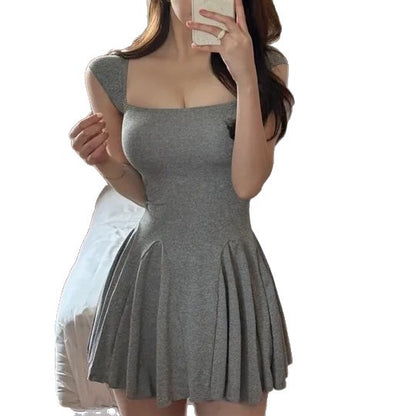 Solid-color Square-neck Resort Swimsuit