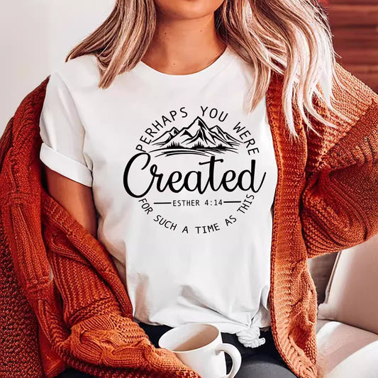 Women's Casual Round Neck Slogan Printed Short Sleeve