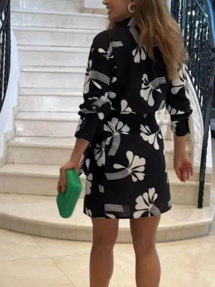 Leaf Print Mini Dress