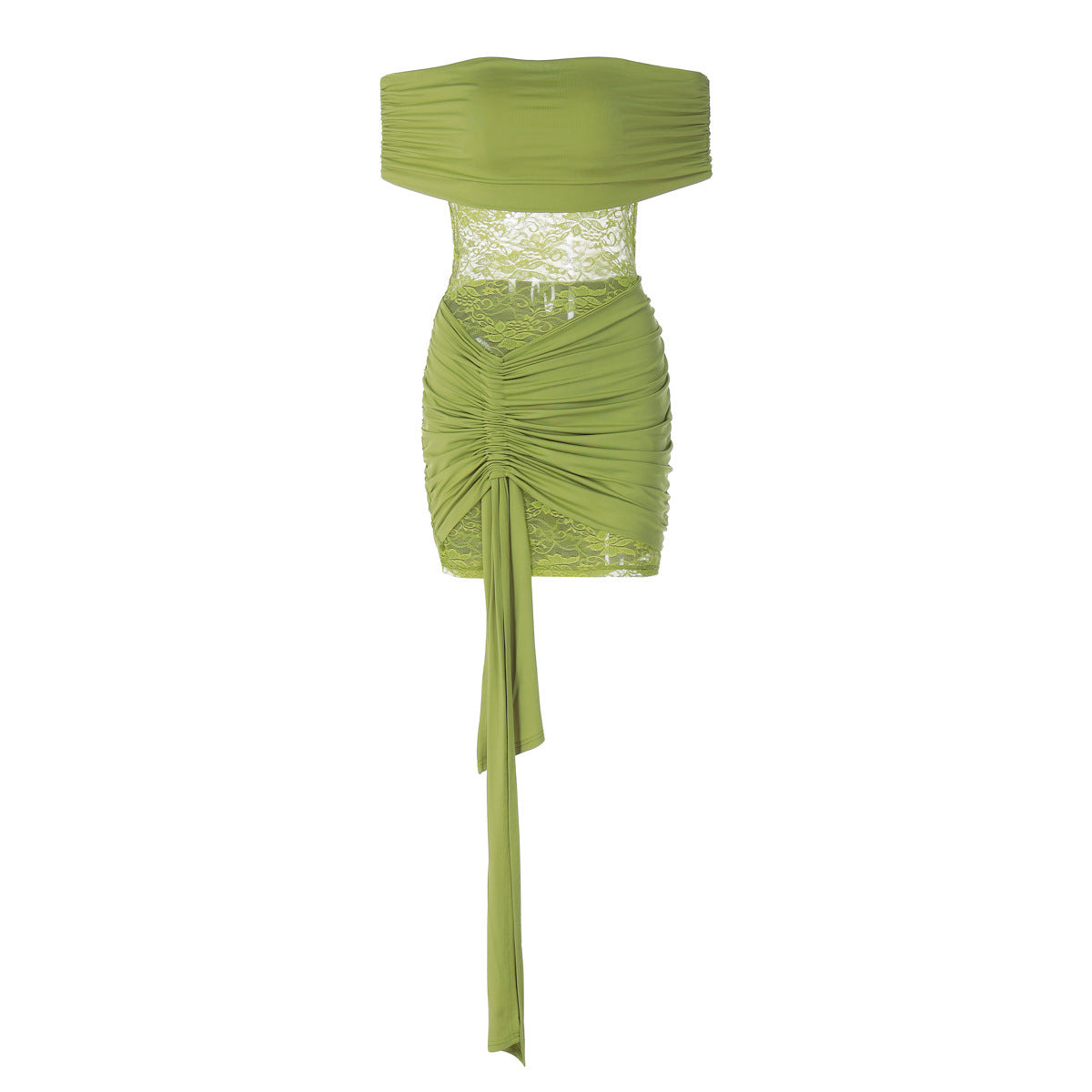 Womens Off-shoulder Sheer Bodycon Mini Skirt