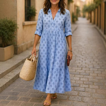Womens Long Digital-Print Shirt Dress