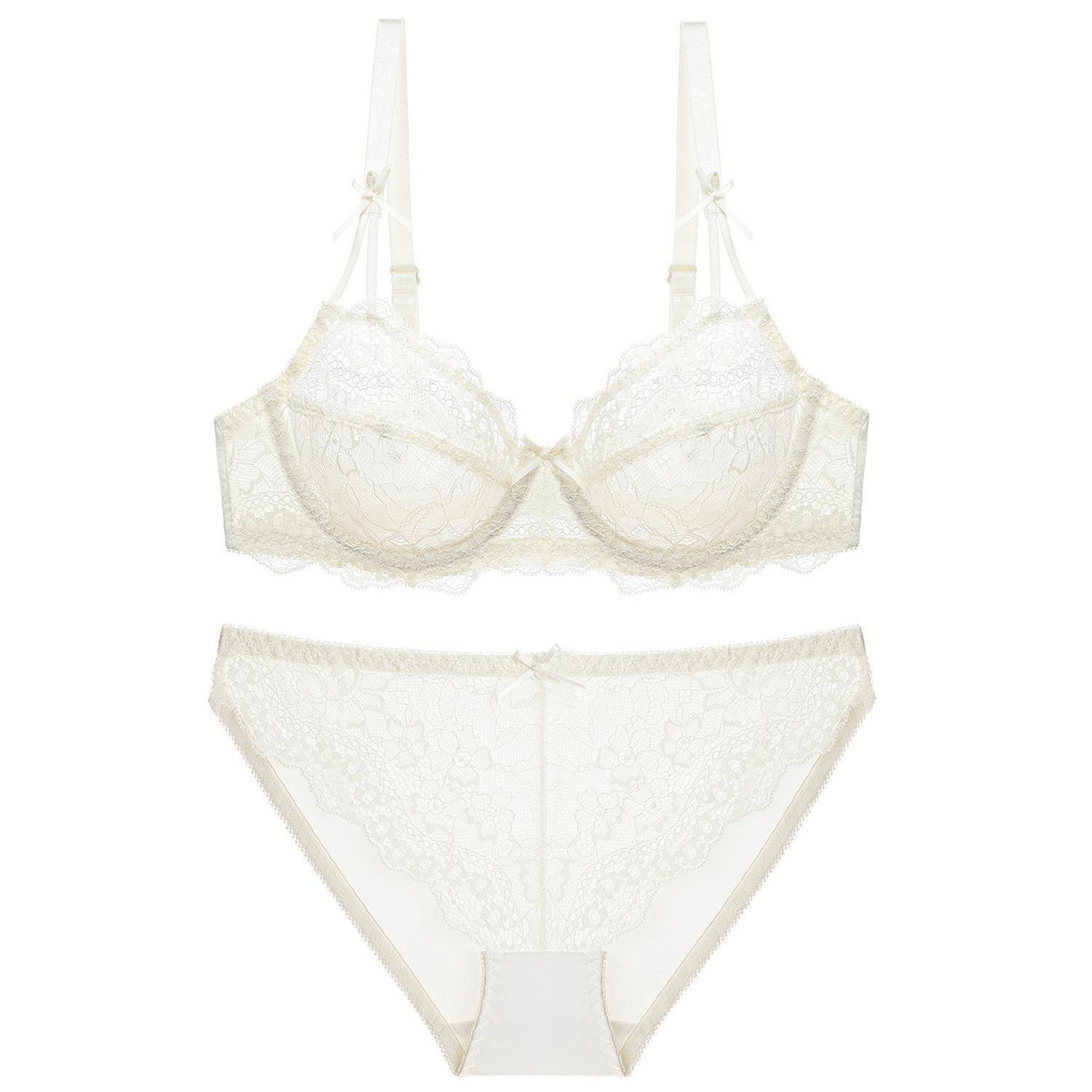 Underwear Ultra-thin Mesh Breathable Lace Bra Big Chest Small Anti-sagging Push Up Underwear Suit