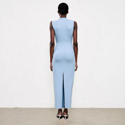 Elegant Sleeveless Slit Dress With A Sophisticated Vibe