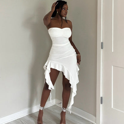 Womens Stylish Figure-hugging Off-shoulder Tube Dress