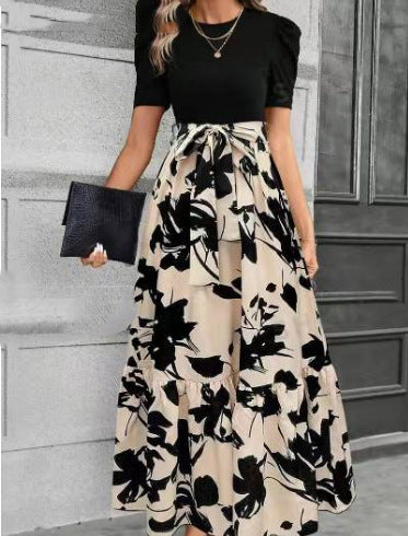 Womens SpringSummer Bestseller Floral Print Crew Neck Dress