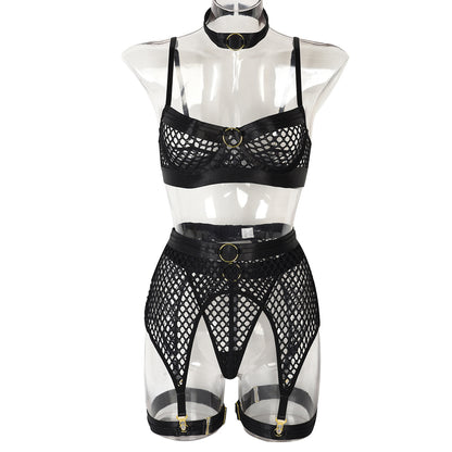 Large Mesh Stitching With Steel Ring Halter Classic Underwear