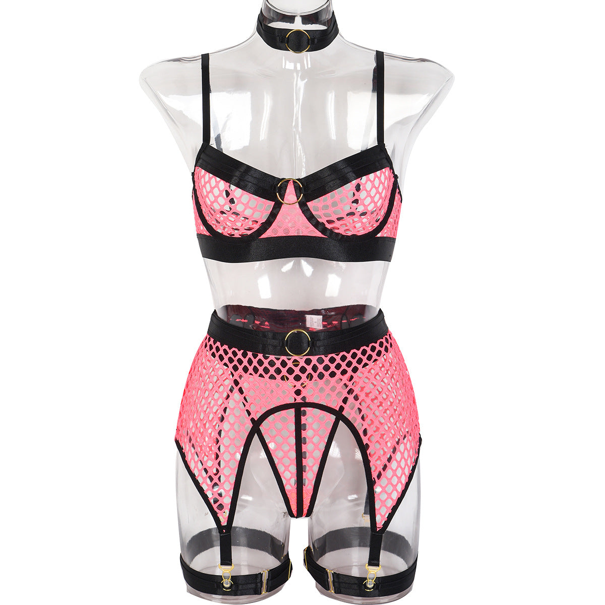 Large Mesh Stitching With Steel Ring Halter Classic Underwear