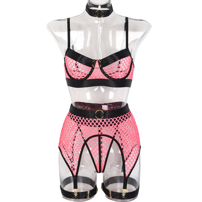 Large Mesh Stitching With Steel Ring Halter Classic Underwear