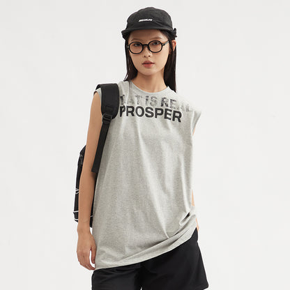 Letter Print Sleeveless Women's Loose Vest Casual