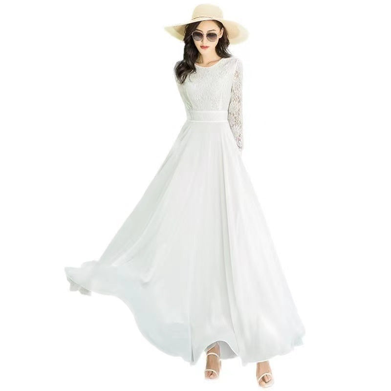 Womens Elegant Lace Hollow-Out Dress New Style