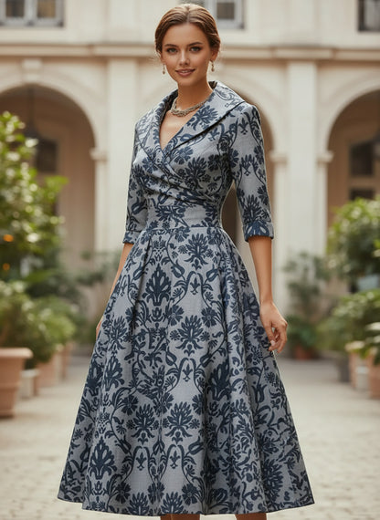 Three-quarter-sleeve Womens Maxi Dress