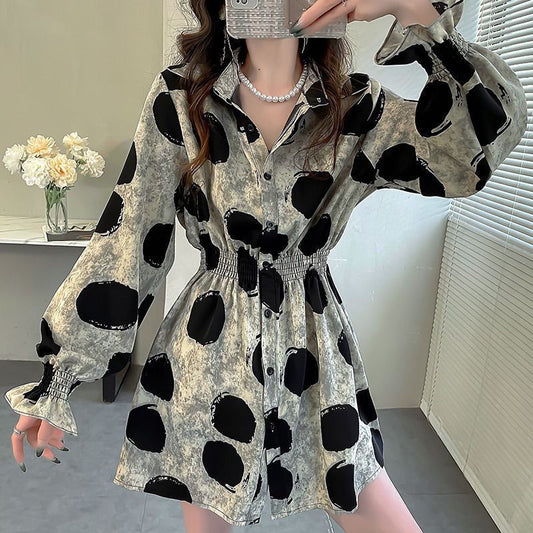 Womens Stylish Long Blouse With Floral Print And Flared Sleeves