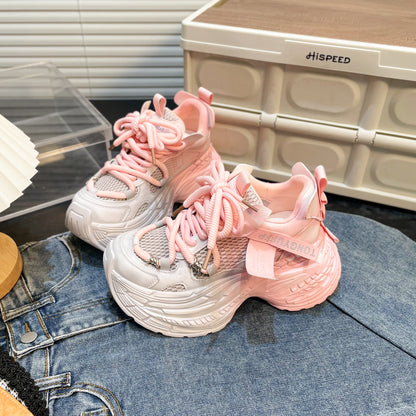Thick Bottom Gradient Colorblock Daddy Shoes