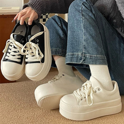 Ugly Cute Big Head Platform White Shoes