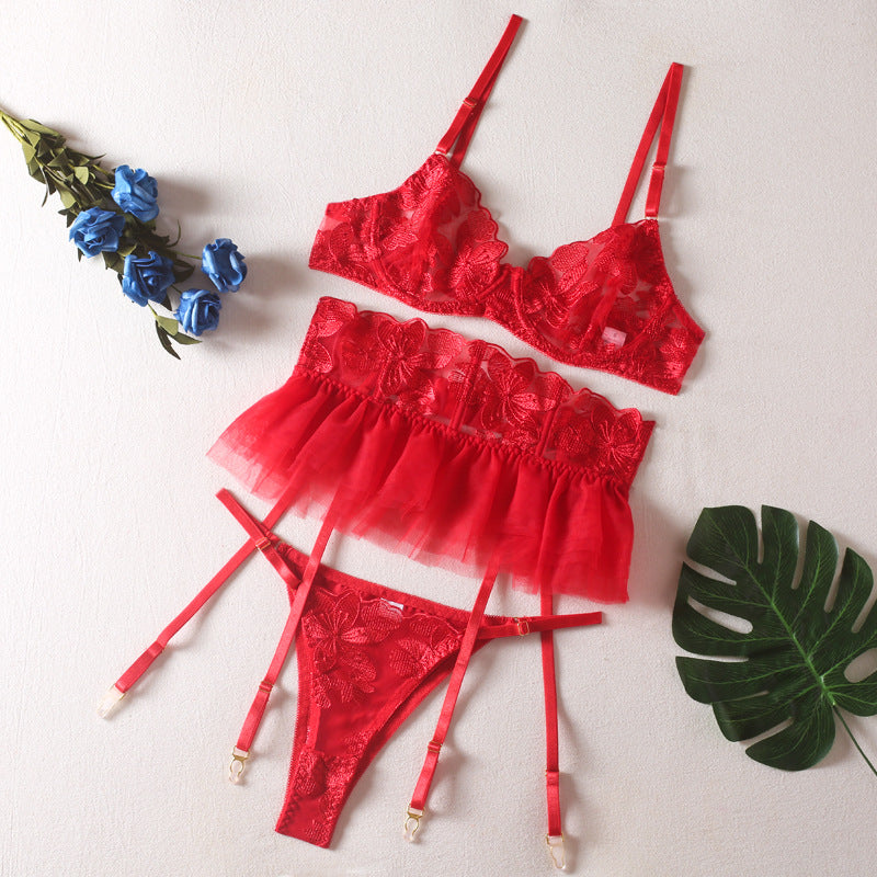 Pattern Lace Sling See-through Underwear Skirt Adjustable Suit