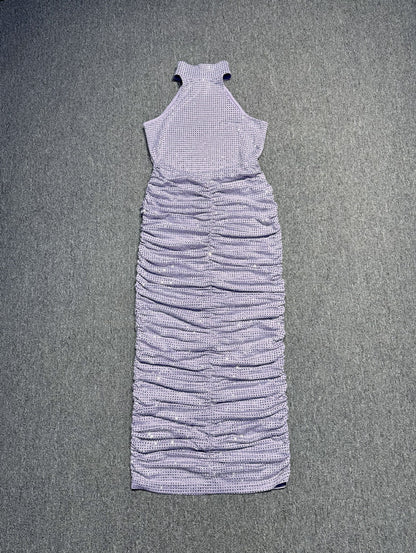French-style Rhinestone-embellished Strap Backless Dress