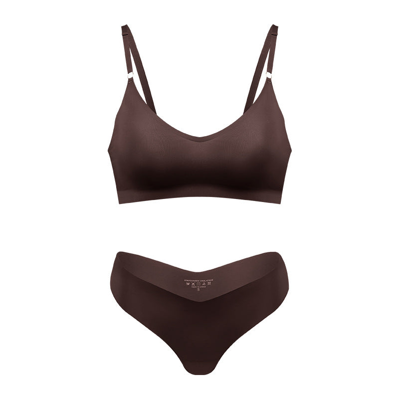 Plus Size V-neck Underwear Suit Women's No Steel Ring Seamless