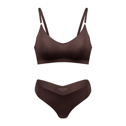 Plus Size V-neck Underwear Suit Women's No Steel Ring Seamless