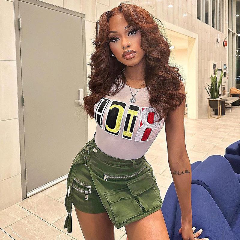 Street Style Women's Hot Girl Slim-fit Letters Vest Top