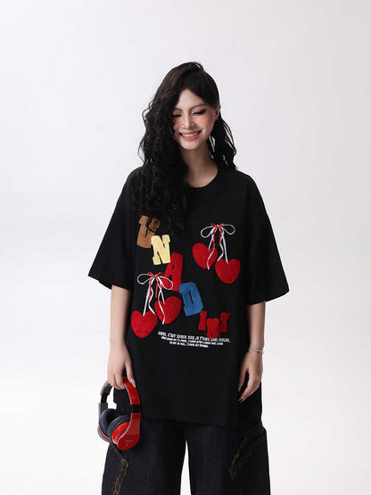 Women's Short-sleeved Casual Half-length Sleeves T-shirt