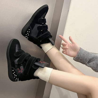 Womens Hidden-Heel, Thick-Soled Casual High-Top Shoes